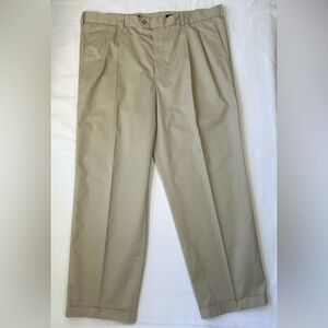John W Nordstrom 44W 32L Khaki Supima Cotton Dress Pants Smartcare